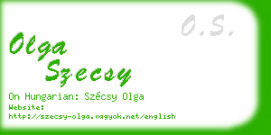 olga szecsy business card