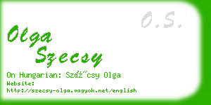 olga szecsy business card